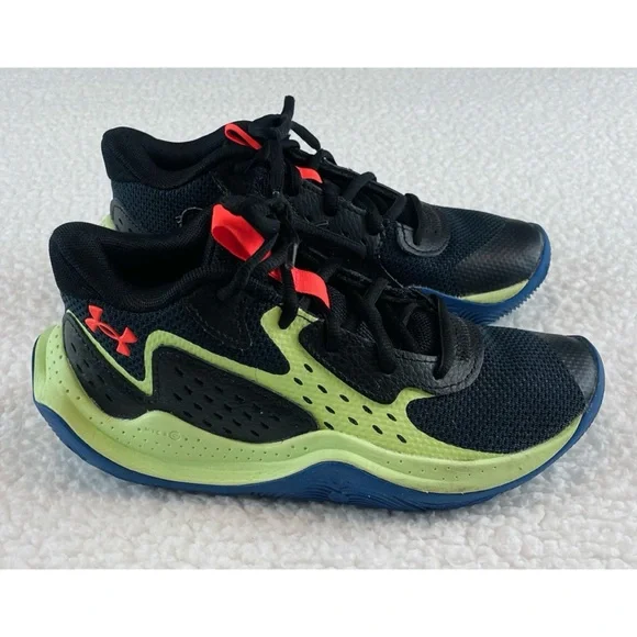 UNDER ARMOUR • Kids Black/Green Jet '23 Basketball Sneakers, 3.5Y - Picture 10 of 16